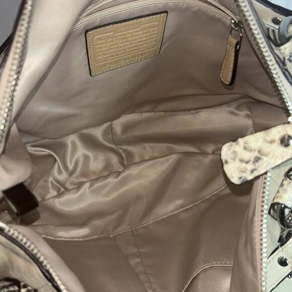 Coach Kristin Beige Leather Snakekin Detail Limited Edition Satchel Shoulder Bag - Picture 8 of 10